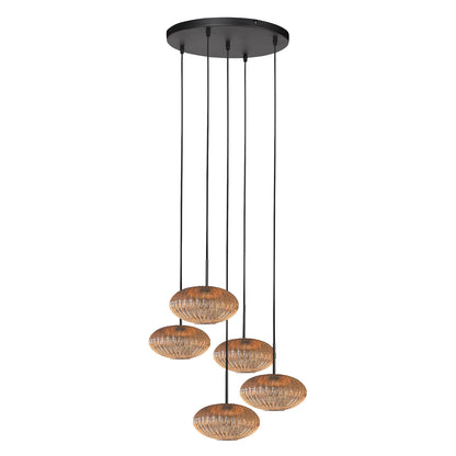 5-lichts-hanglamp-zwart-met-amber-glas-mexlite-aurelio-main-image