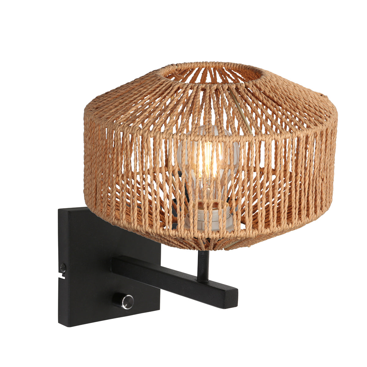 zwarte-wandlamp-met-fijn-gevlochten-touwkap-steinhauer-stang-main-image