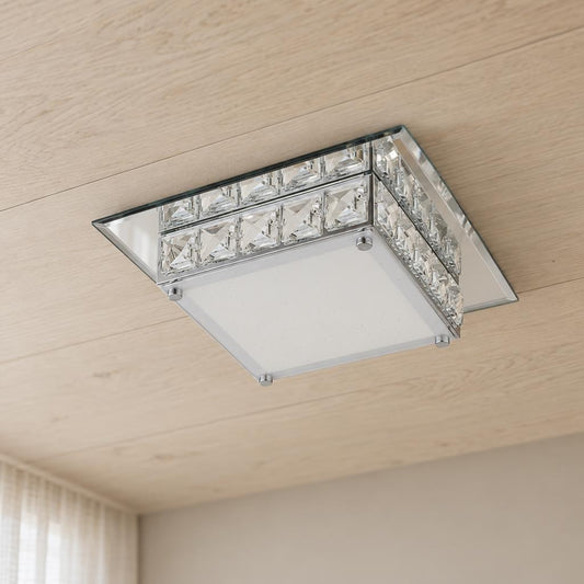 Plafonieră pătrată cromată cu cristale K5 BRONQ Margo – fotografie de ambient