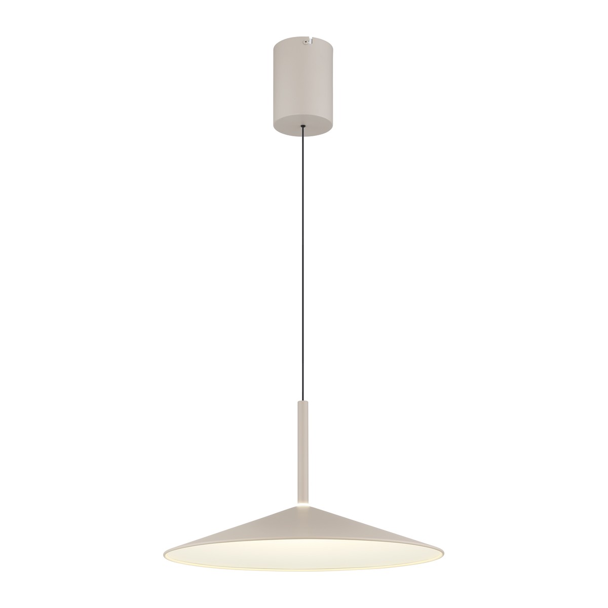 Pequena lâmpada pendente de metal em cor areia com LED