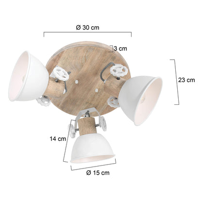 Таванен спот Mexlite Gearwood с 3 светлини – чертеж с размери