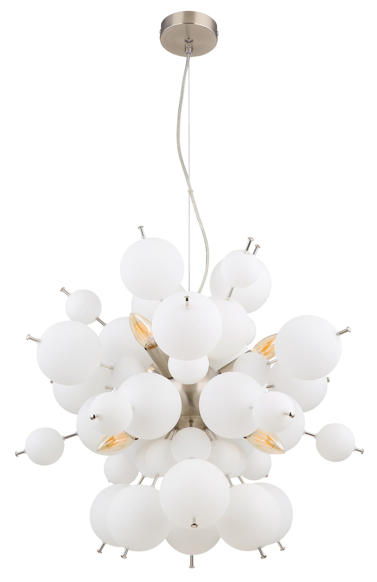 Lampadario a 6 luci in vetro color nickel con carattere – immagine 1