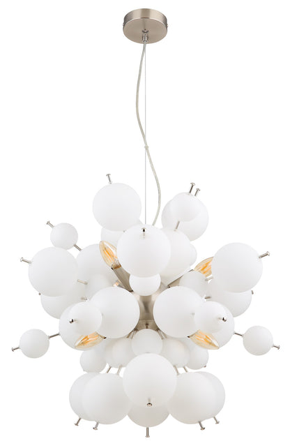 Lampadario a 6 luci in vetro color nickel con carattere – immagine 1
