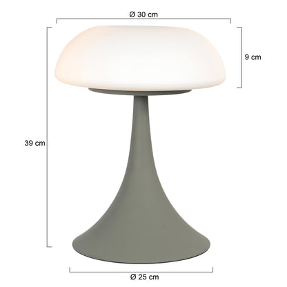 Sivá stolná lampa s matným sklom a dvoma svetelnými bodmi Steinhauer Ancilla – rozmerový nákres