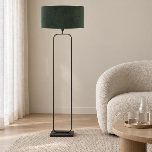 Steinhauer Stang vloerlamp met groene velours kap – sfeerbeeld