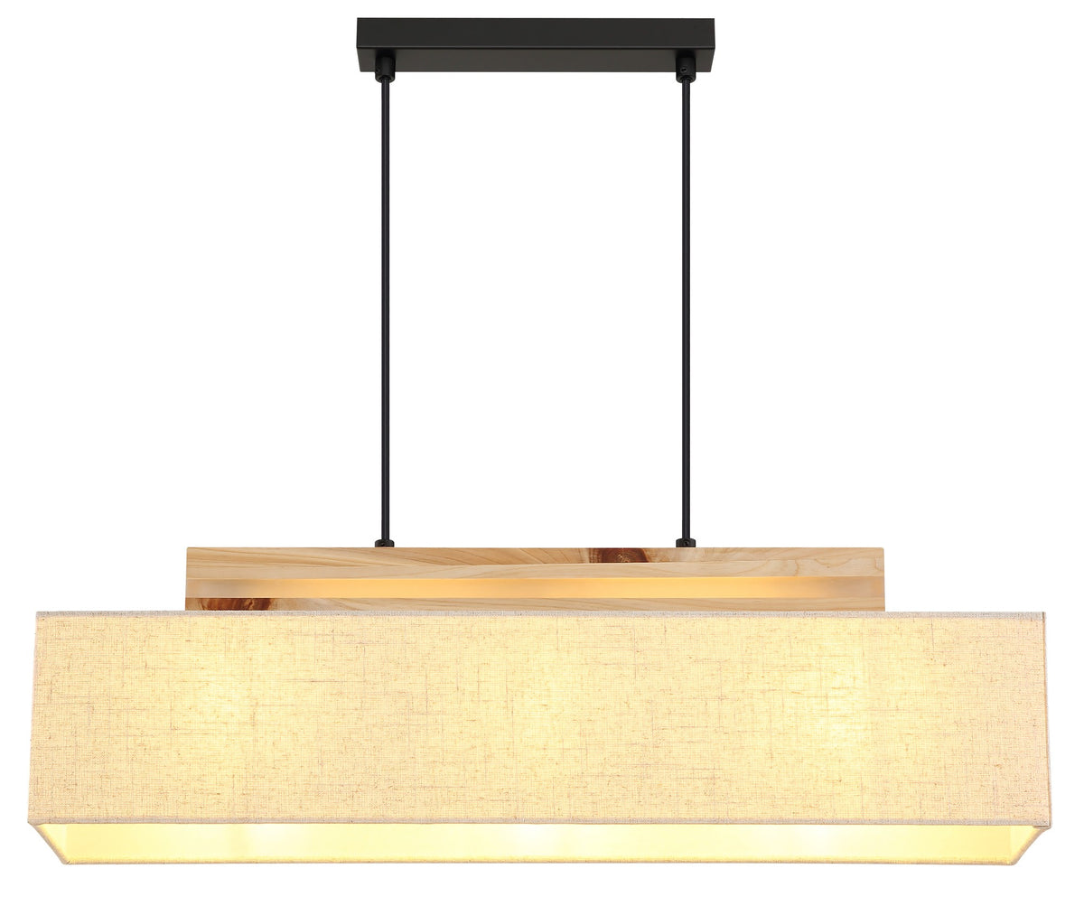 Lampada a sospensione moderna nera in lino a 3 luci – immagine 2