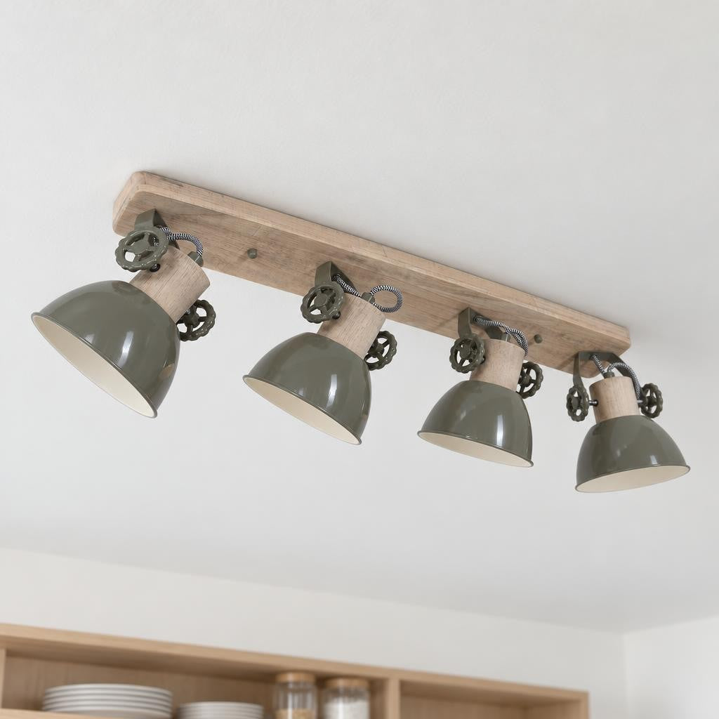 Grön fyrspotlight Mexlite Gearwood – miljöbild