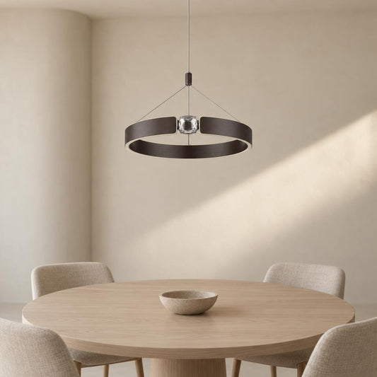 Czarna lampa wisząca LED HENDRICKS z kryształkami – zdjęcie aranżacyjne