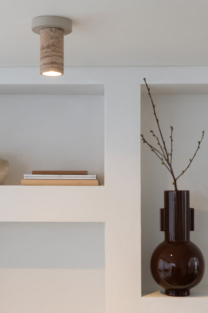 Beige travertijnen plafondlamp met cilinder It's About RoMi Tivoli – afbeelding 1