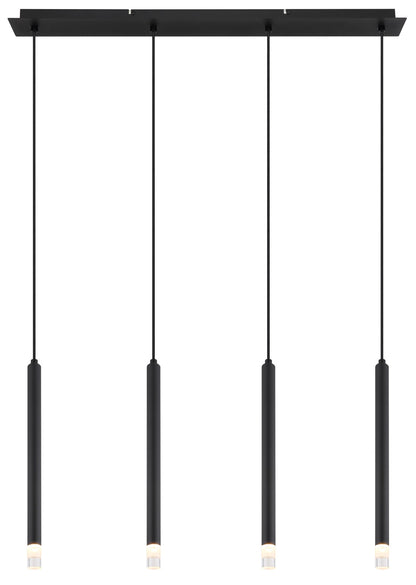 Zwarte metalen hanglamp met cilindervormige pendels en plafondplaat – afbeelding 2