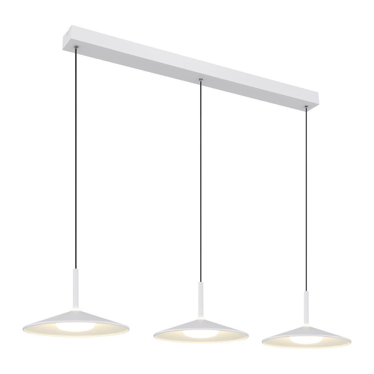 Luminária suspensa LED metálica branca de tamanho médio