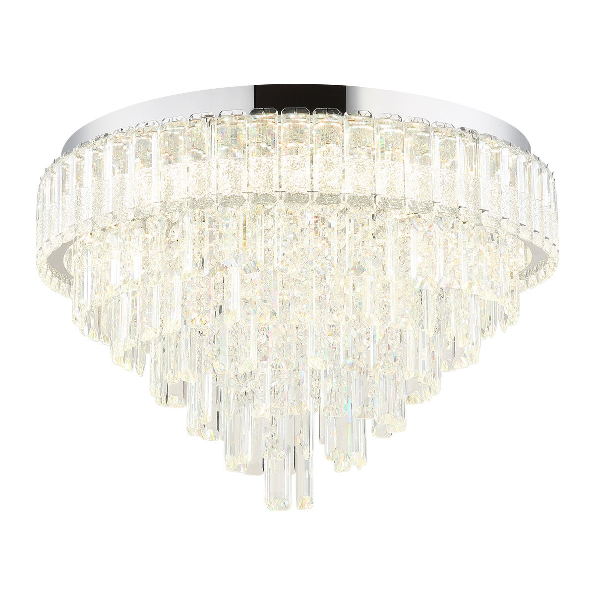 Grande lâmpada de teto LED de cristal cromado