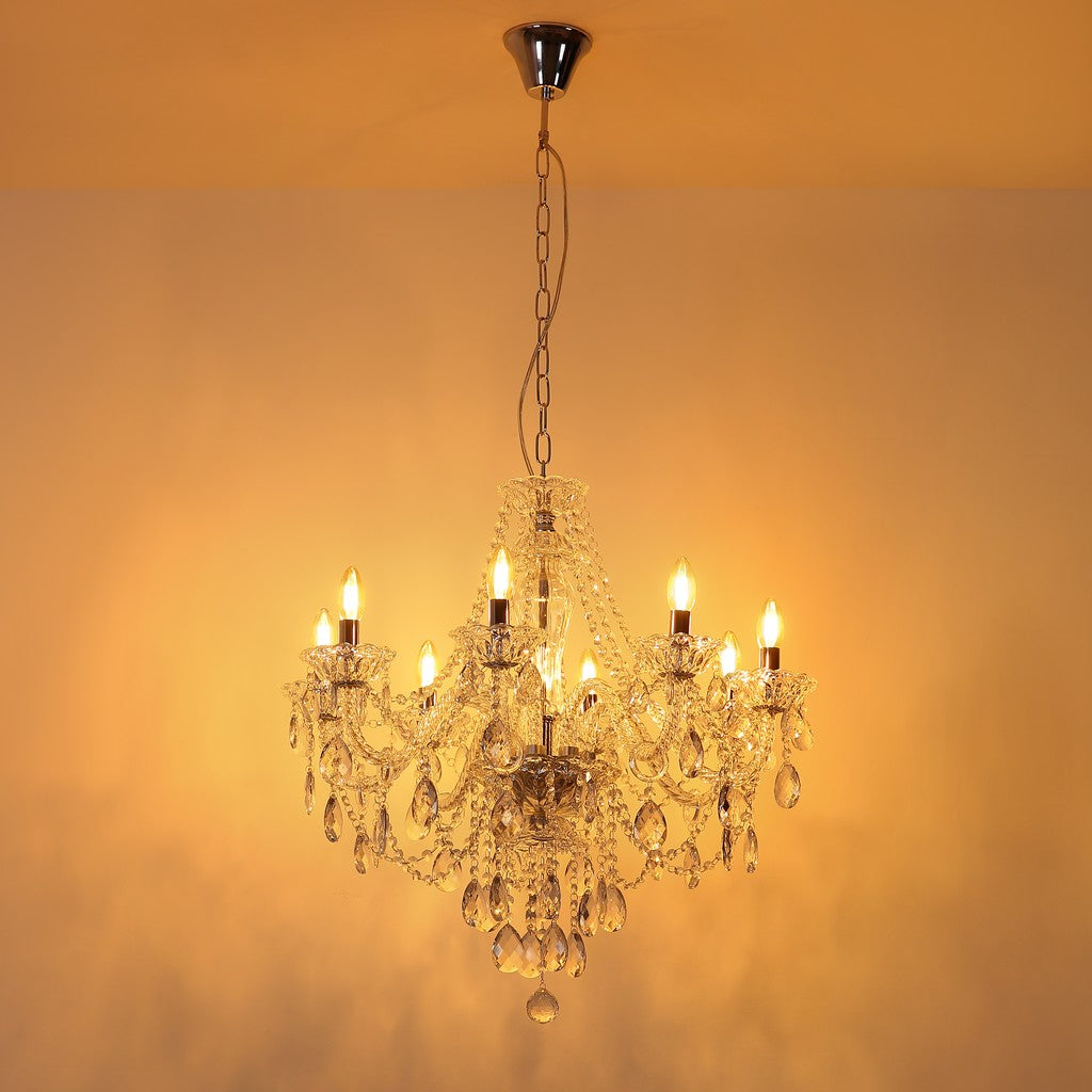 Candelabro de cristal cromado sutil – fotografia de ambiente
