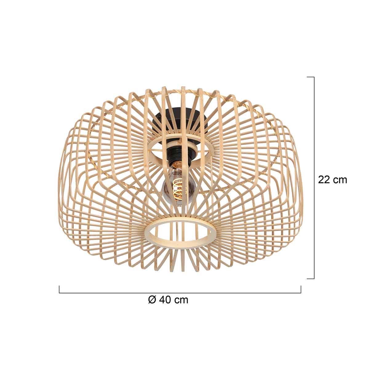 Steinhauer Bloeba – bambusowa plafoniera Ø 40 cm – rysunek z wymiarami