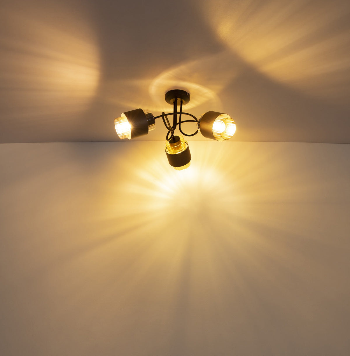 Charmende sorte glasmæssige 3 lyskilder loftlampe – billede 4