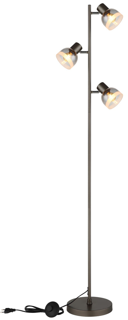 Luz de chão de 3 lâmpadas em vidro gunmetal sutil – imagem 4