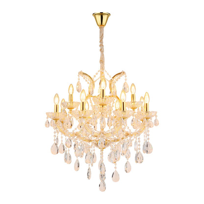 Grande candelabro de cristal dourado