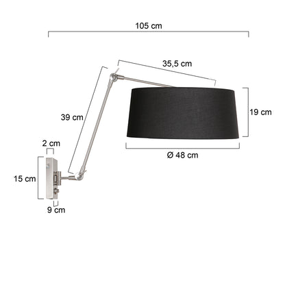 staalkleurige-wandlamp-met-zwarte-linnen-kap-steinhauer-prestige-chic-variant-image7