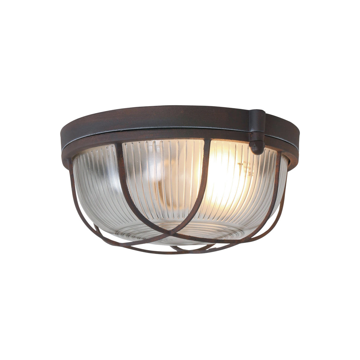 Industriële plafonnière Lisanne in bruin metaal en glas – Mexlite – afbeelding 1