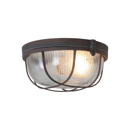 Industriële plafonnière Lisanne in bruin metaal en glas – Mexlite – afbeelding 1