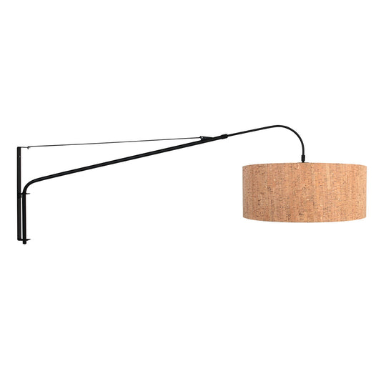 Lampă de perete neagră cu abajur din plută Steinhauer Elegant Classy