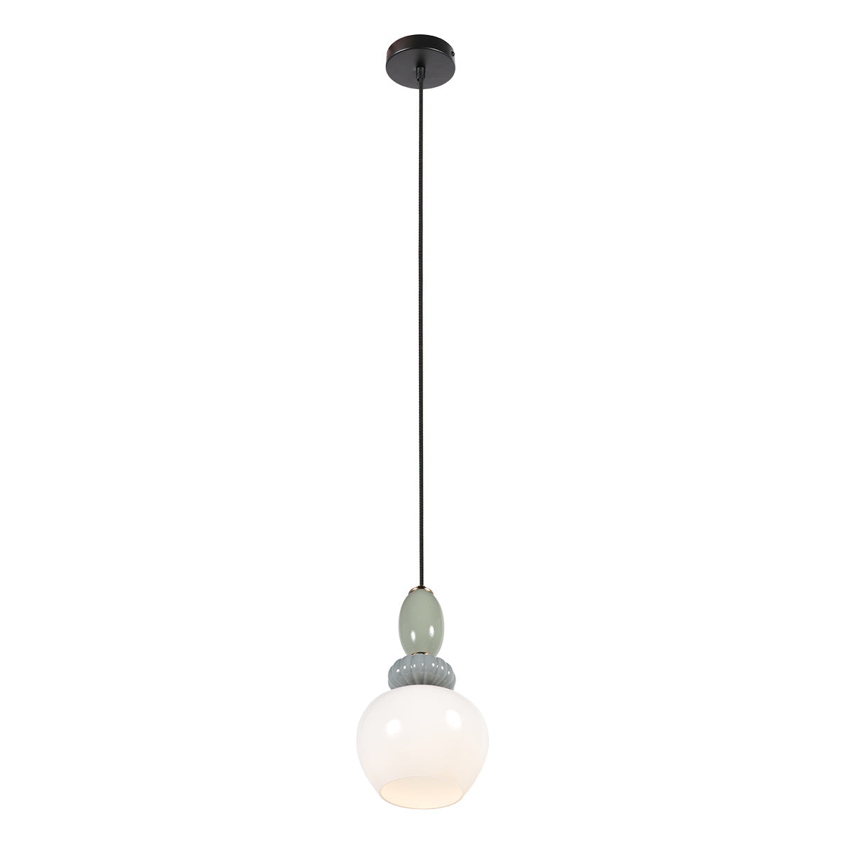 Lâmpada pendente esbelta de vidro branco e pedra Anne Light Vetrass – imagem 10