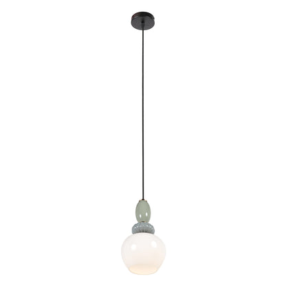 Lâmpada pendente esbelta de vidro branco e pedra Anne Light Vetrass – imagem 10