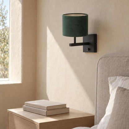 Steinhauer Stang Black Wall Light with Green Shade – lifestyle image