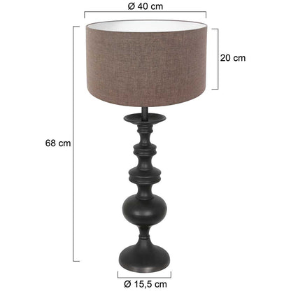 Lyons Black Wooden Table Lamp – Anne Light & Home – dimension drawing