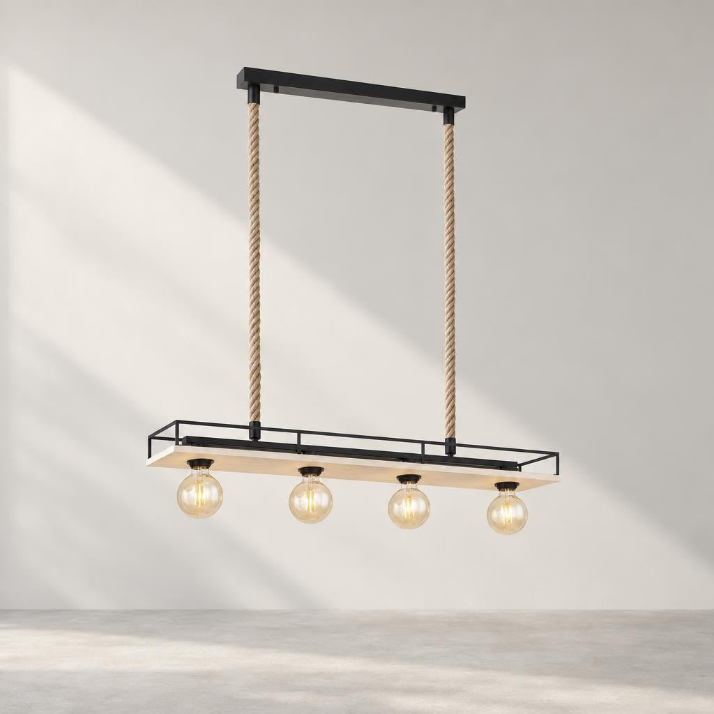 Globo Trixi Rustic Pendant Light in Black Metal – studio image