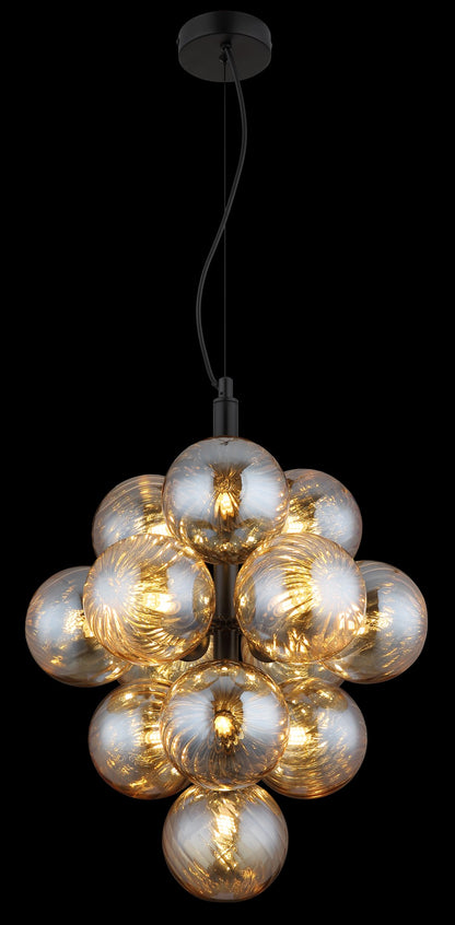 Fin svart glas 13-lamparm – bild 3