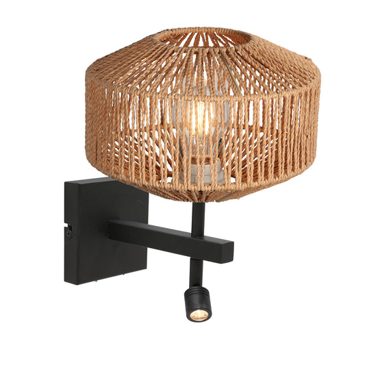 zwarte-wandlamp-met-touwkap-en-leeslicht-steinhauer-stang-main-image