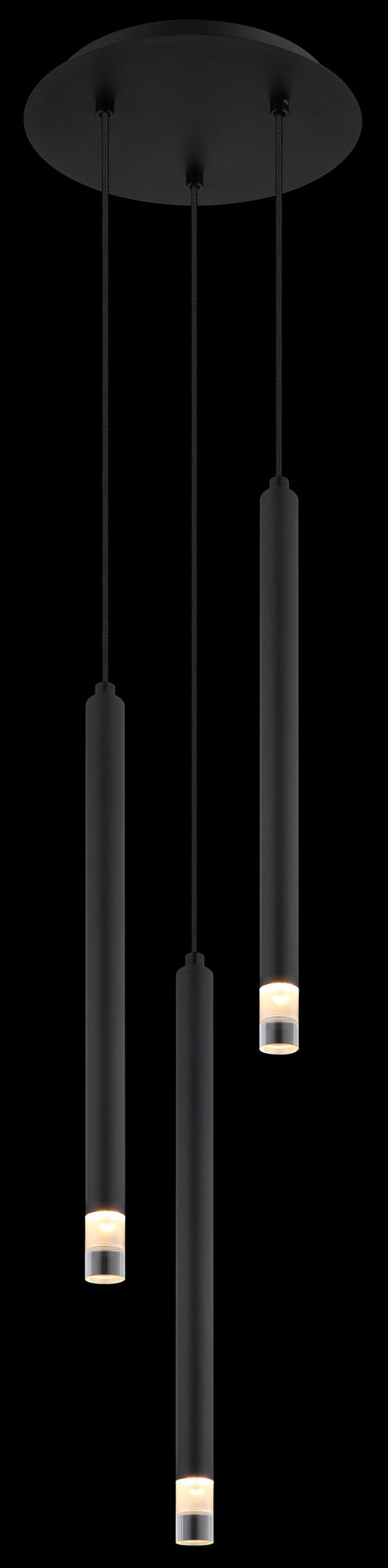 Zwarte metalen hanglamp met drie pendels – afbeelding 3