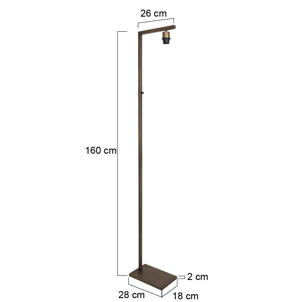 Steinhauer Stang bronze floor lamp without shade E27 – dimension drawing
