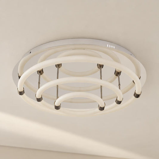 Rund kromad plafondlampa med LED – BRONQ Epi – miljöbild