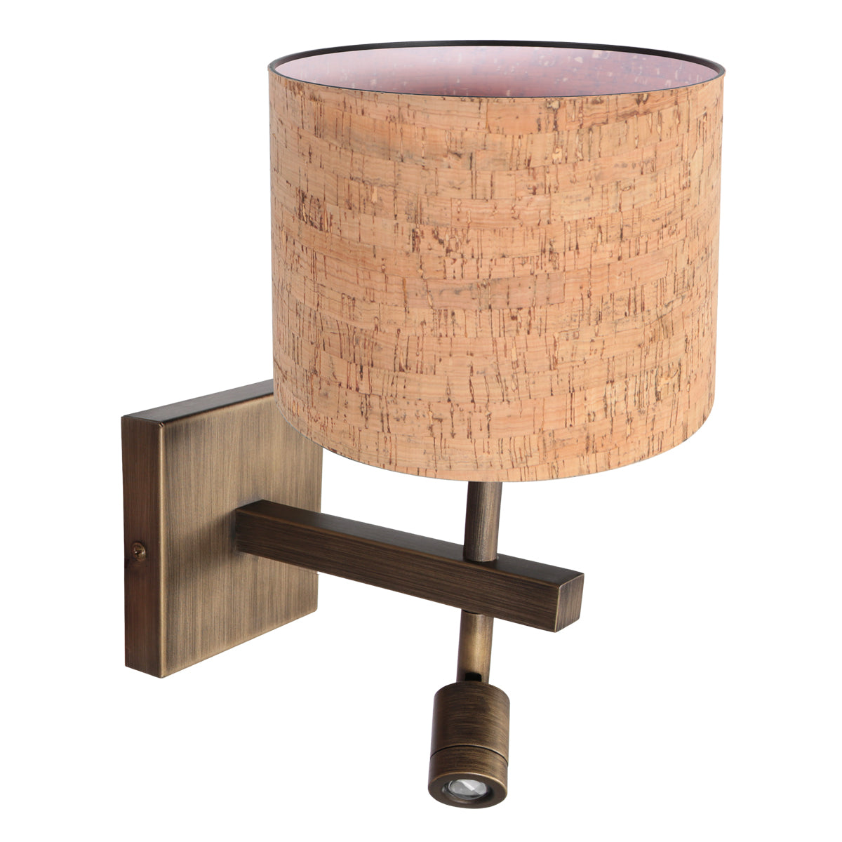 bronzen-wandlamp-met-beige-kurkstructuur-en-leeslicht-steinhauer-stang-main-image