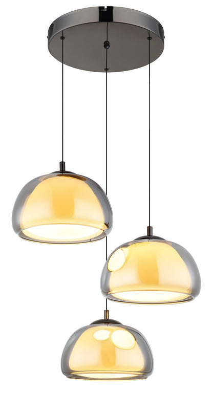 Lampadario LED in vetro gunmetal di medie dimensioni – immagine 3
