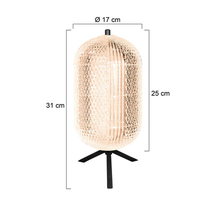 Nowoczesna czarna lampa stołowa LED Mexlite Geripu – rysunek z wymiarami
