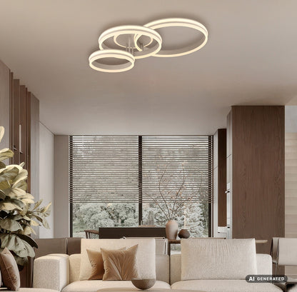 Grande lampada a soffitto LED in metallo color sabbia – immagine 5
