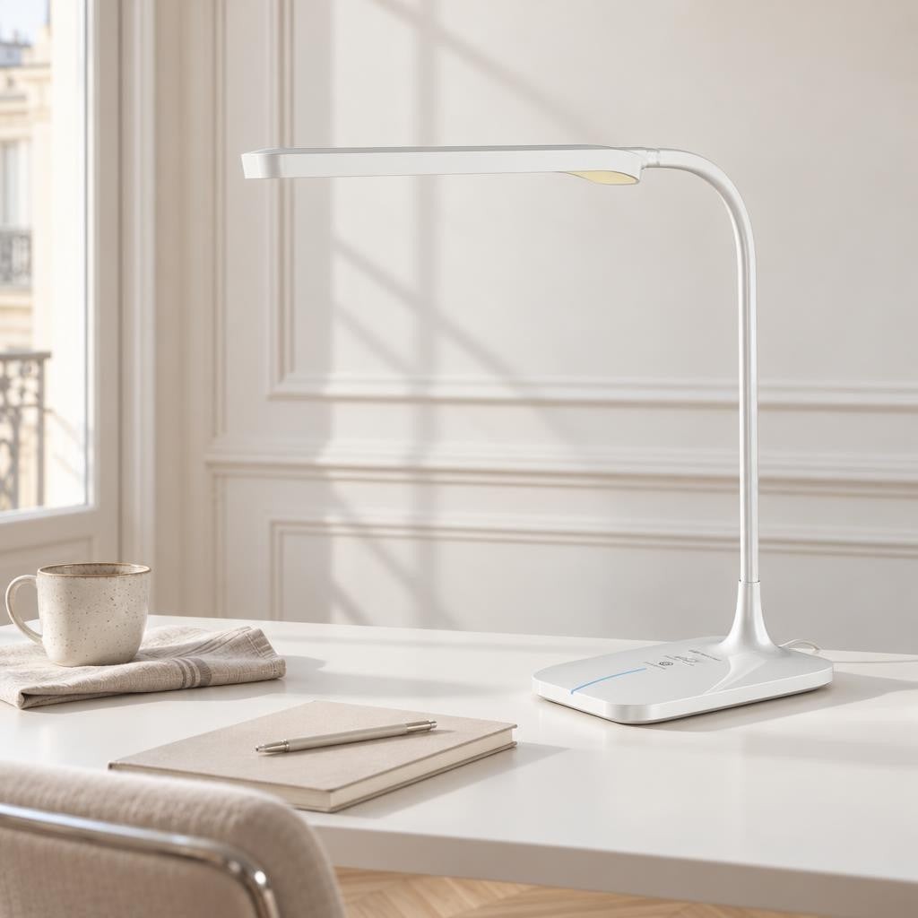 Lâmpada de mesa flexível recarregável branca Obolg Urano – fotografia de ambiente