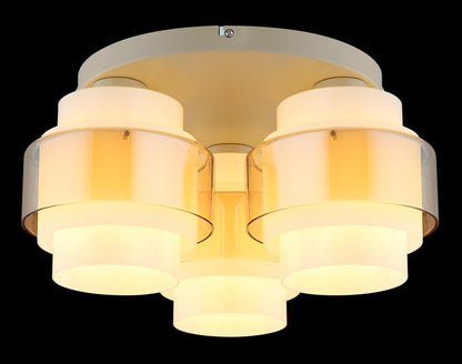 Lampadario a soffitto a 3 luci in vetro sabbiato color sabbia – immagine 3