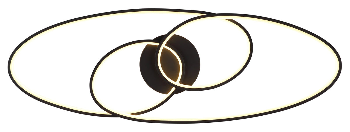 Zwarte metalen plafondlamp met ovale lichtlussen en spiraalvorm – afbeelding 3