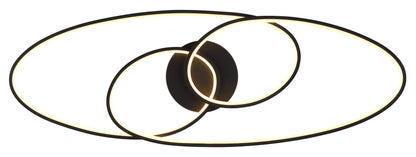 Zwarte metalen plafondlamp met ovale lichtlussen en spiraalvorm – afbeelding 3
