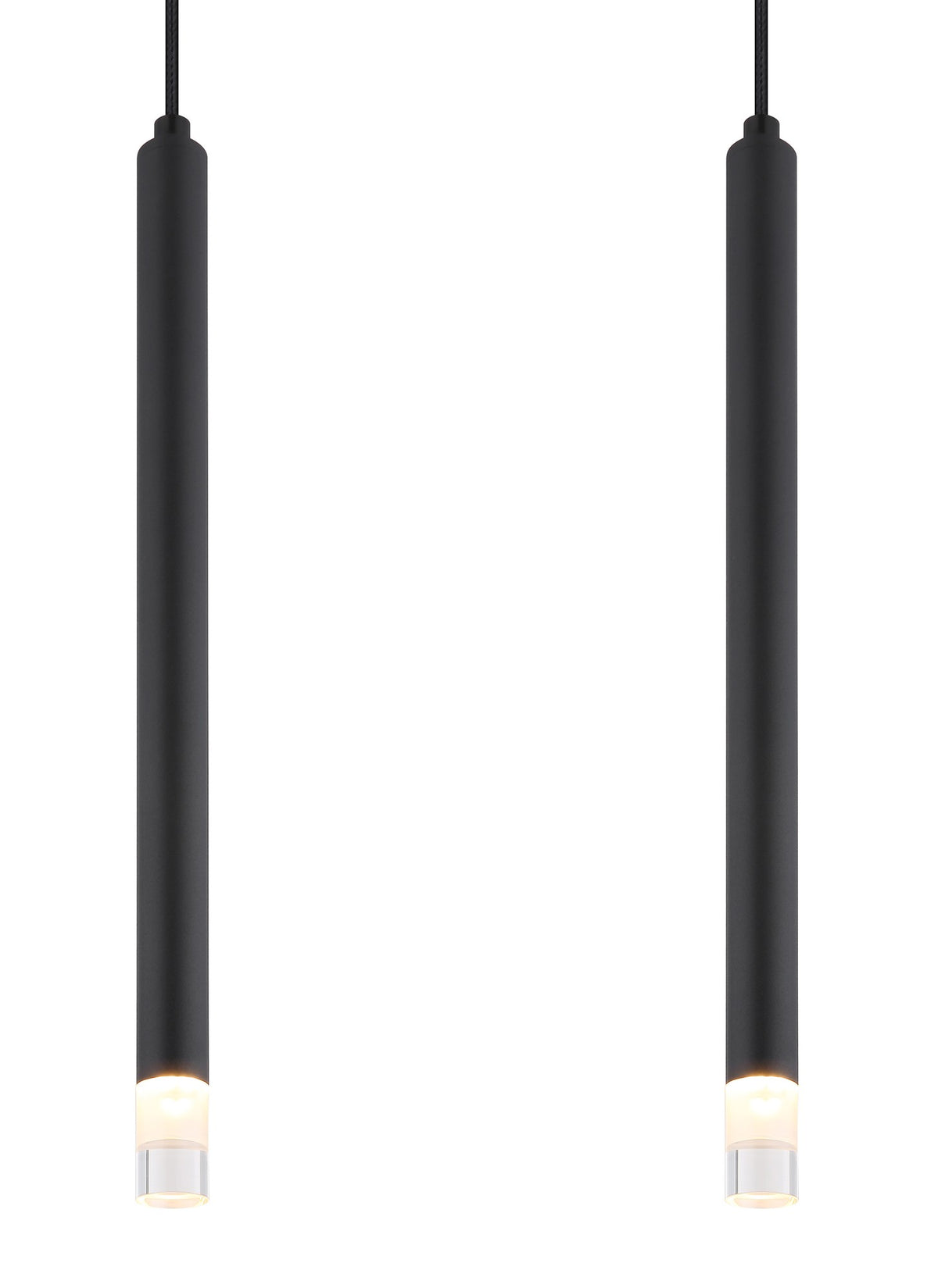 Zwarte metalen hanglamp met cilindervormige pendels en plafondplaat – afbeelding 3