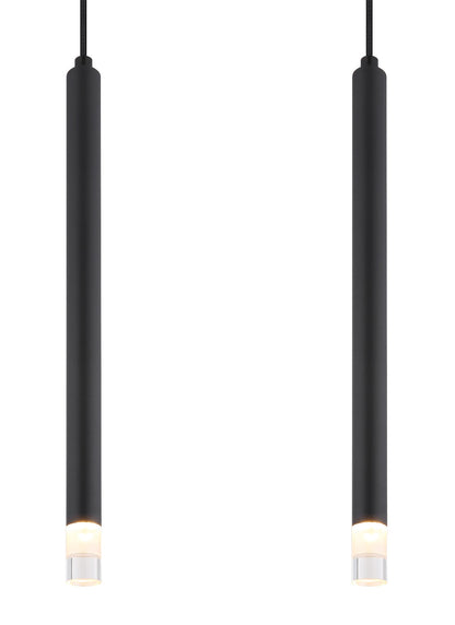Zwarte metalen hanglamp met cilindervormige pendels en plafondplaat – afbeelding 3