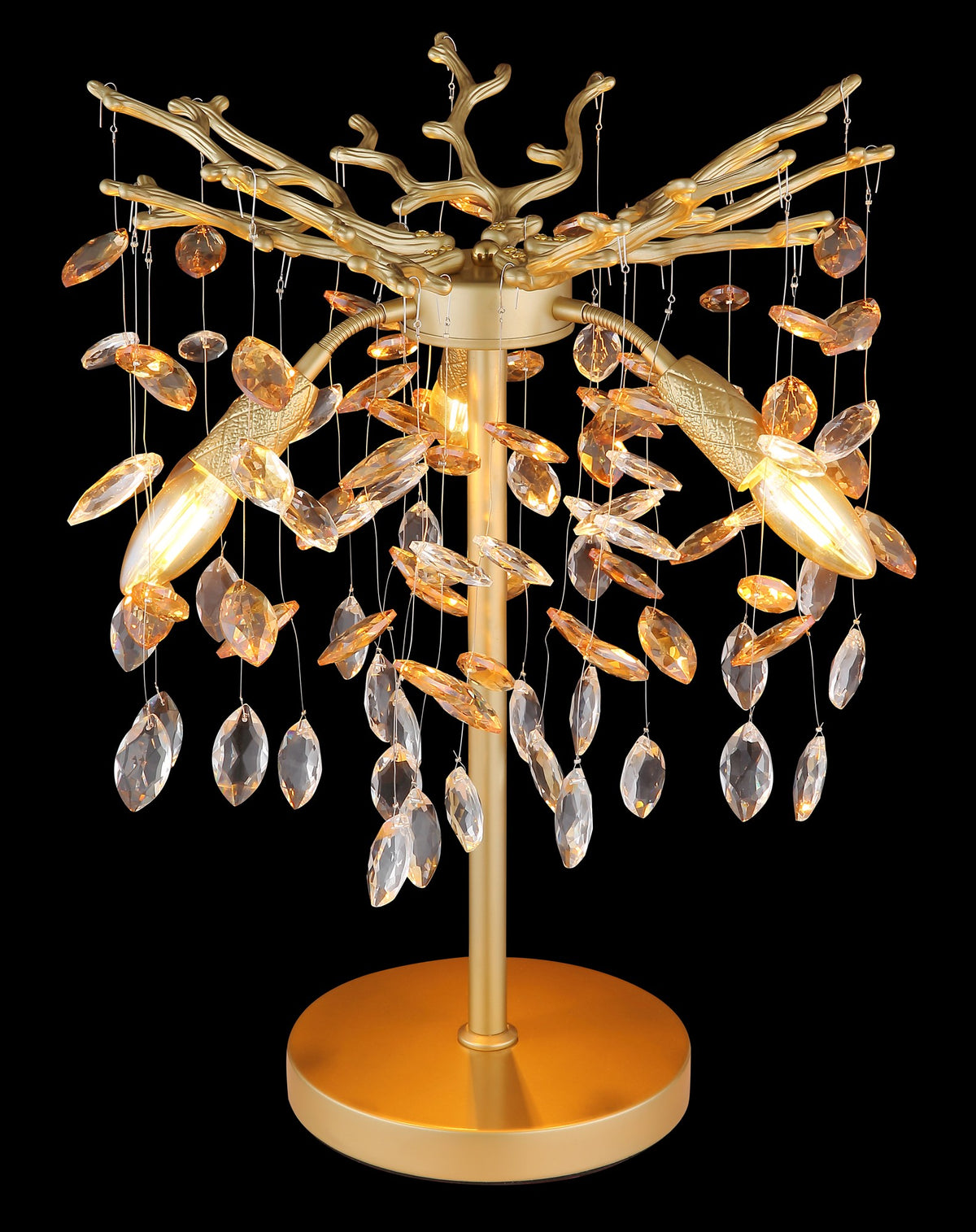 Lâmpada de mesa elegante com cristal dourado – imagem 2