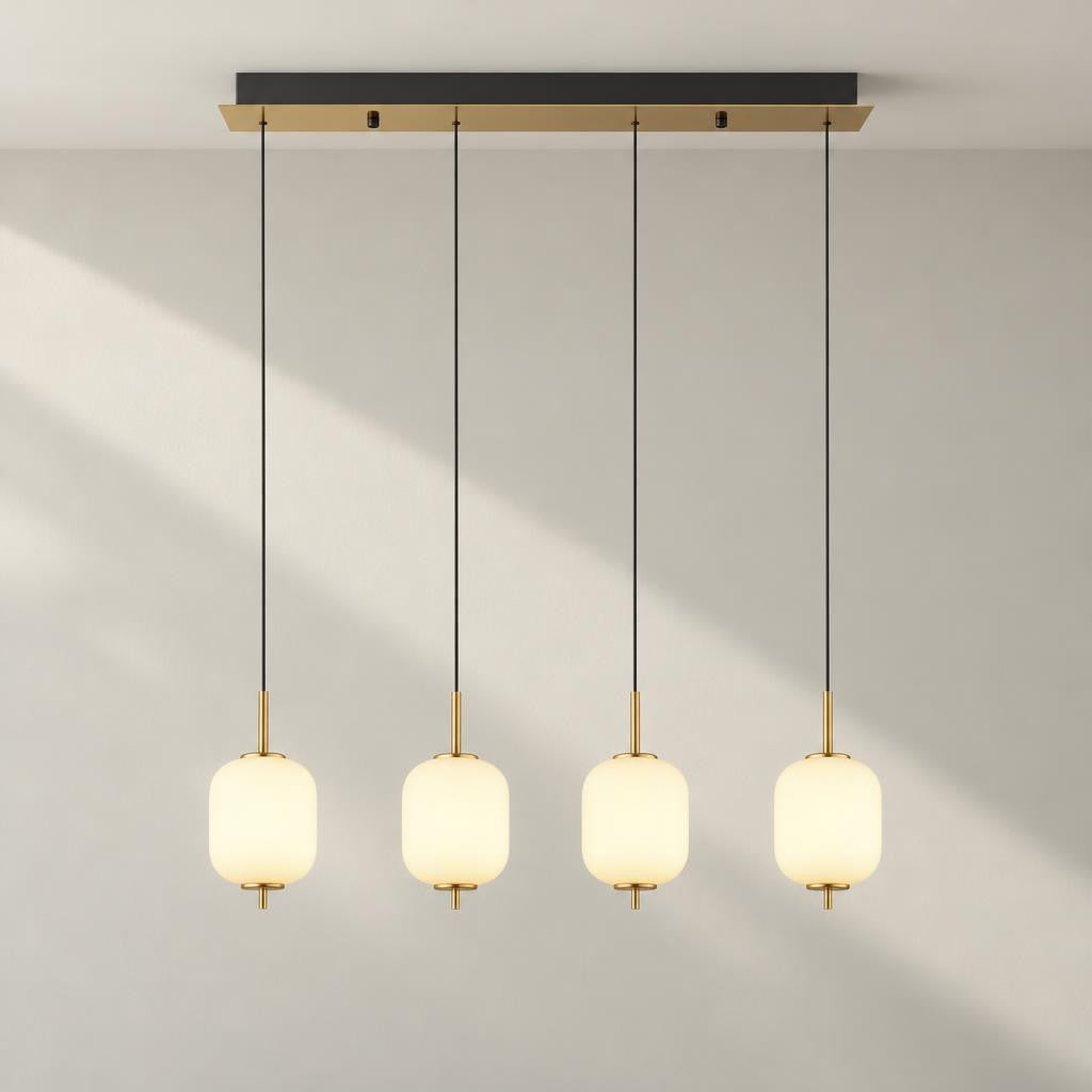 Висяща LED лампа EWALD с 4 регулируеми елемента – студийна снимка