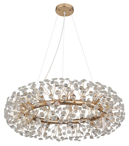 Lampadario in cristallo dorato e illuminato – immagine 1