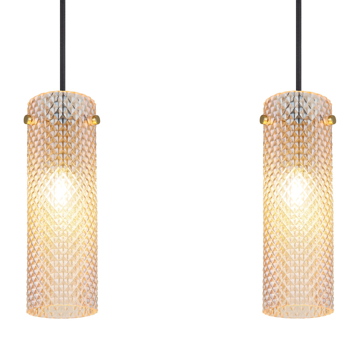 Grande lampadario a 3 luci in vetro dorato – immagine 3