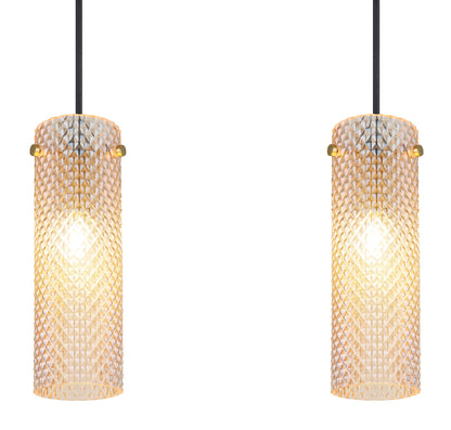 Grande lampadario a 3 luci in vetro dorato – immagine 3
